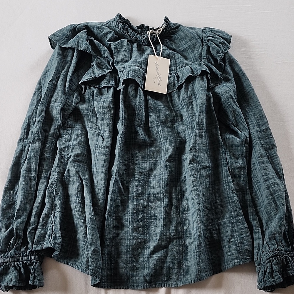 UNIVERSAL THREAD Plaid Ruffle Top - Picture 2 of 8